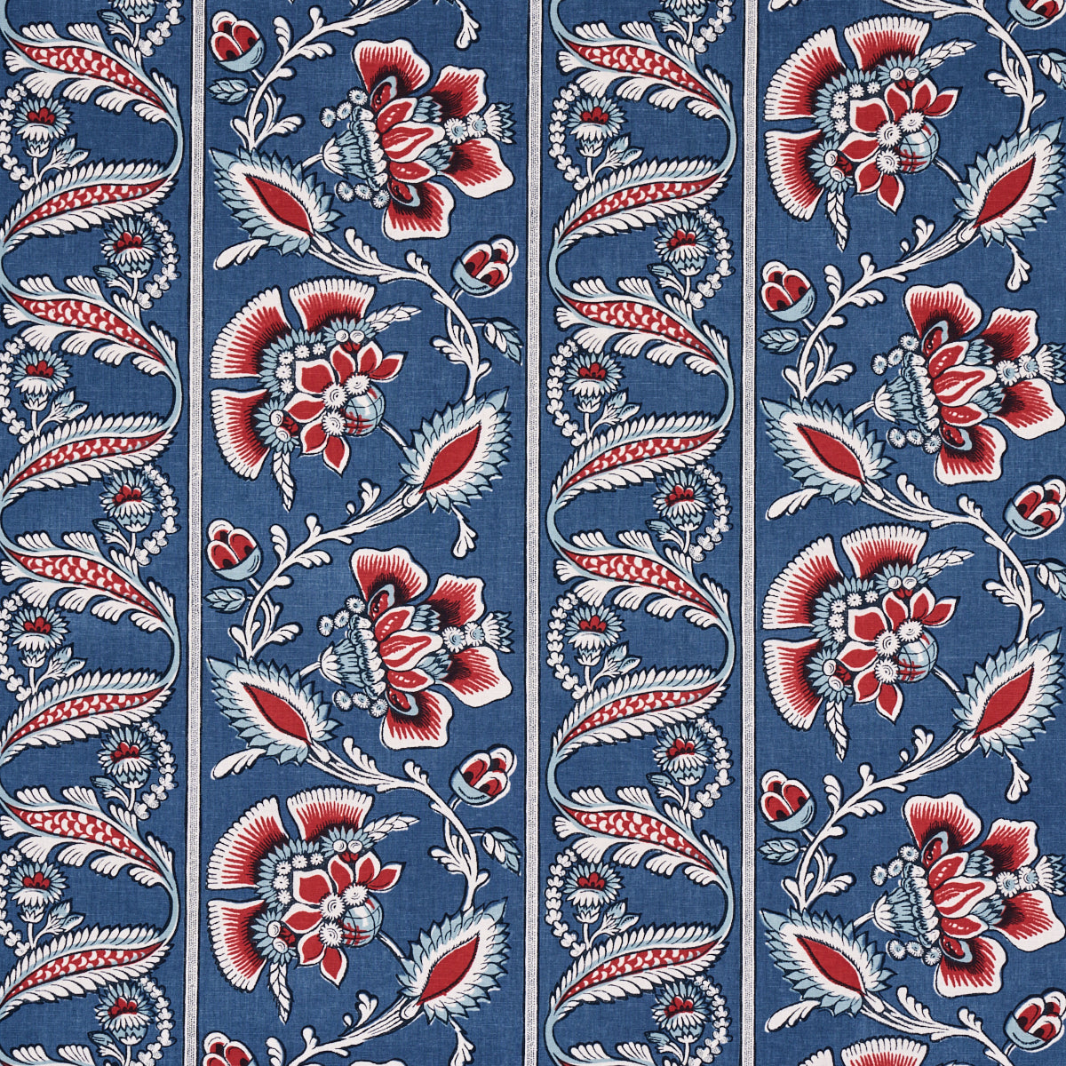 Purchase 180530 Marielle Vine, Denim & Red by Schumacher Fabric