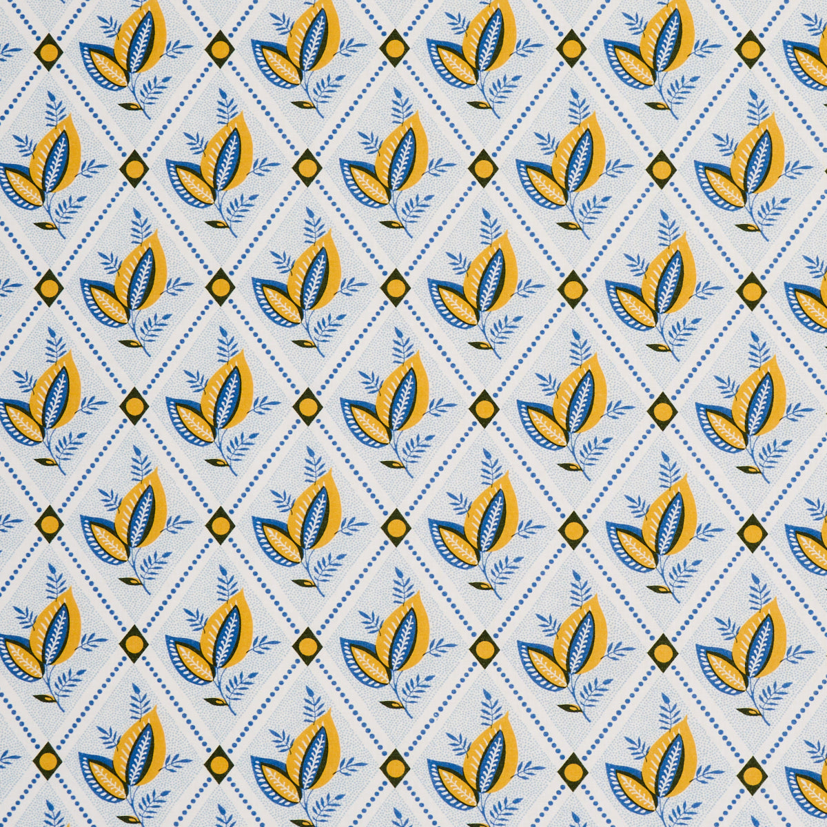 Purchase 180572 Basile Trellis, Yellow & Blue by Schumacher Fabric