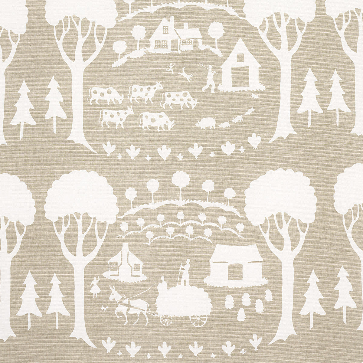 Purchase 180882 Farm Scene, Neutral by Schumacher Fabric