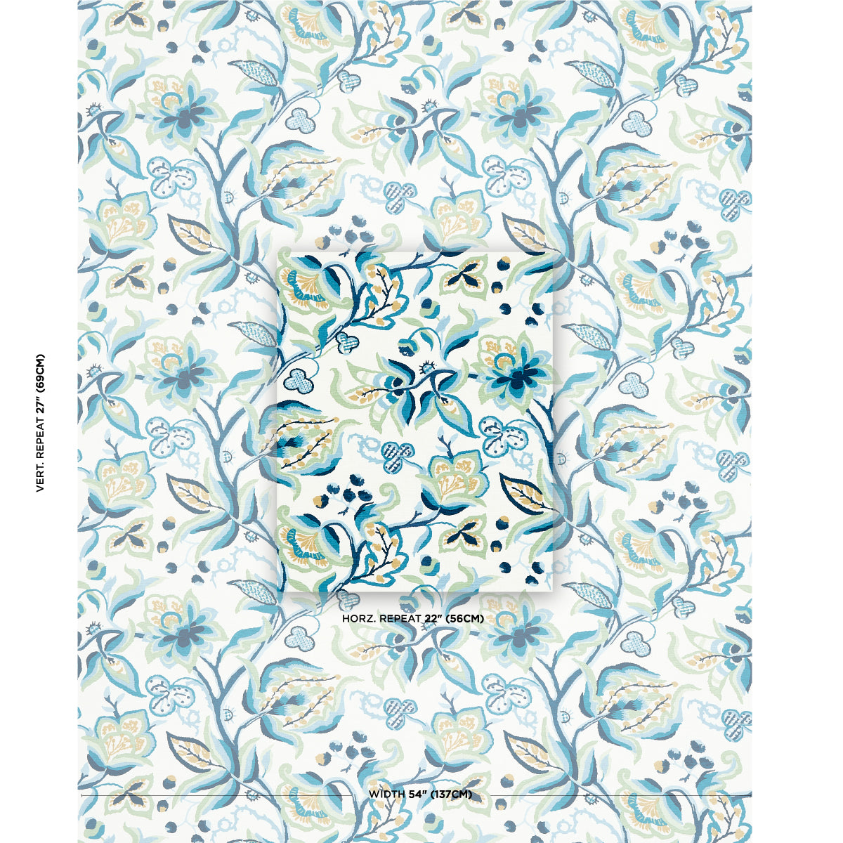 Purchase 180970 | Azulejos, Navy & Leaf - Schumacher Fabric