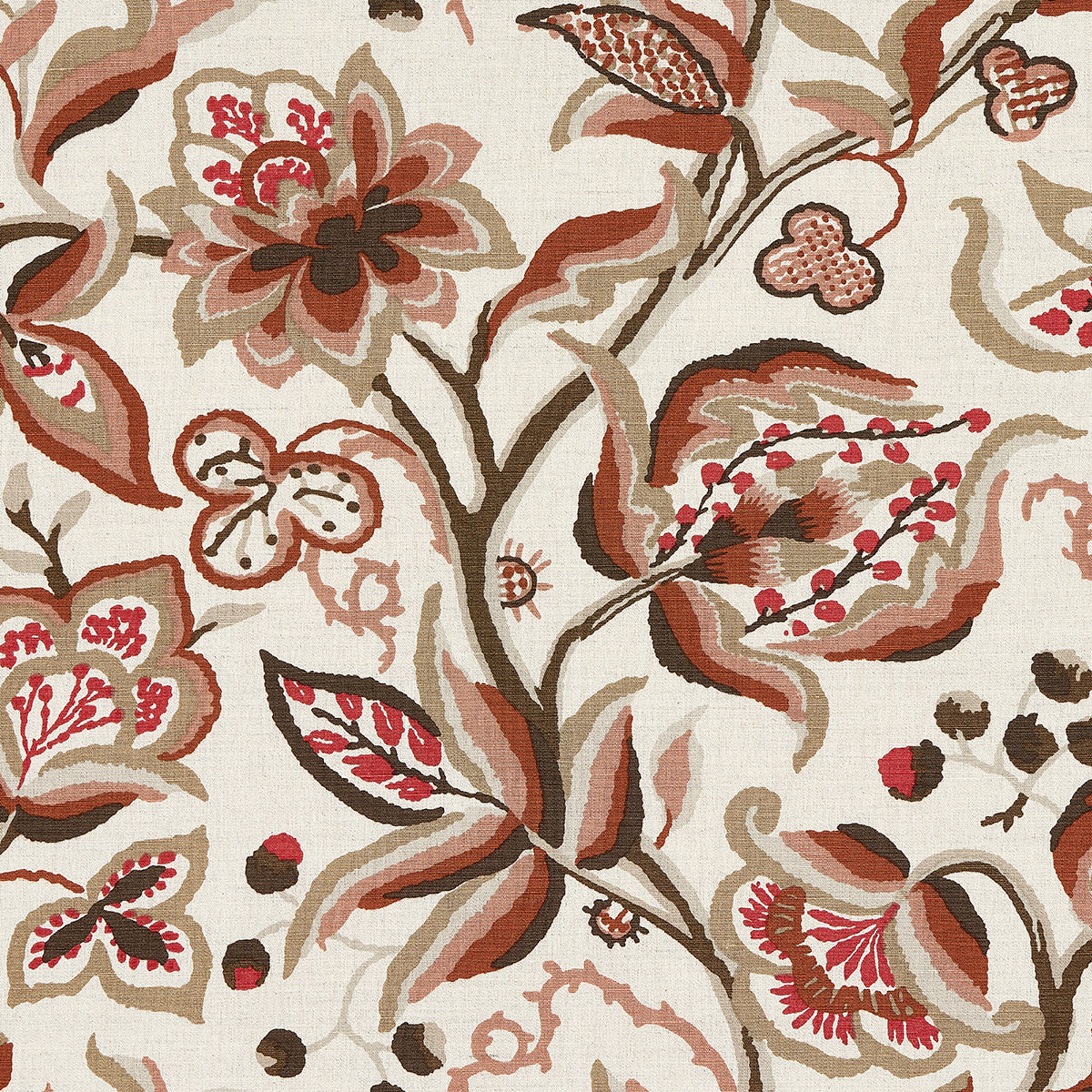 Purchase 180971 Alexandra Vine Linen, Natural & Spice by Schumacher Fabric