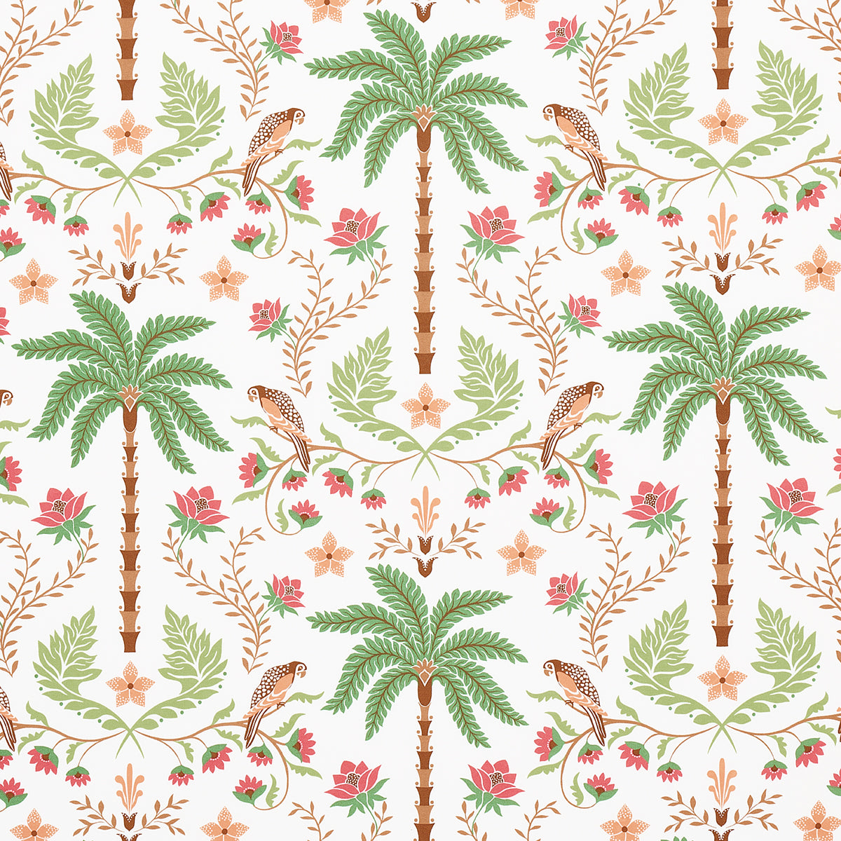 Purchase 180981 Island Palm Indoor/Outdoor, Coral & Green by Schumacher Fabric