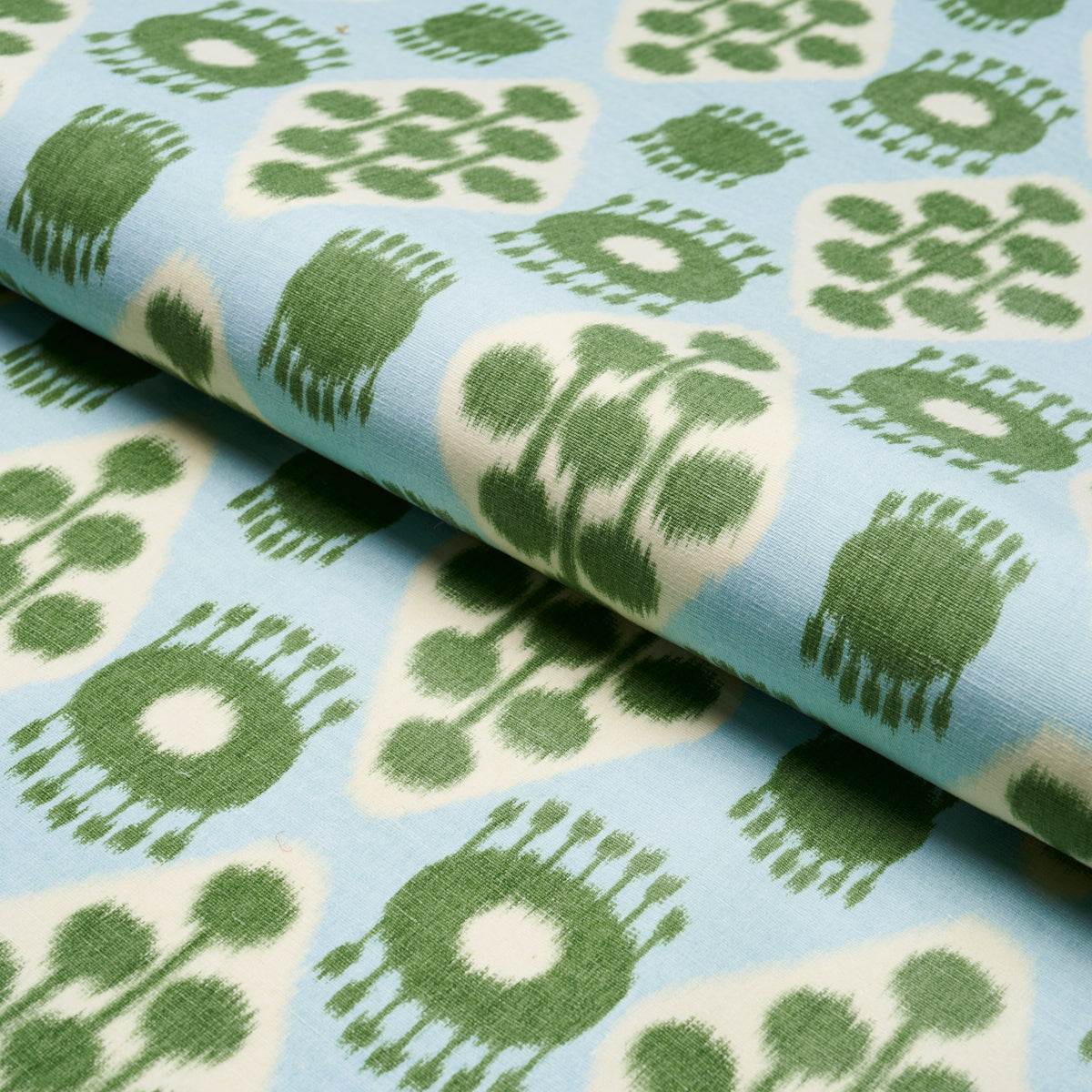Purchase 181300 | Hamilton Ikat, Blue And Leaf - Schumacher Fabric