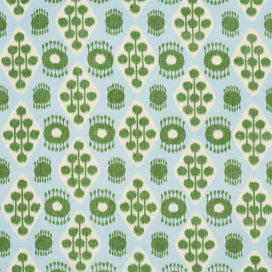 Purchase 181300 | Hamilton Ikat, Blue And Leaf - Schumacher Fabric