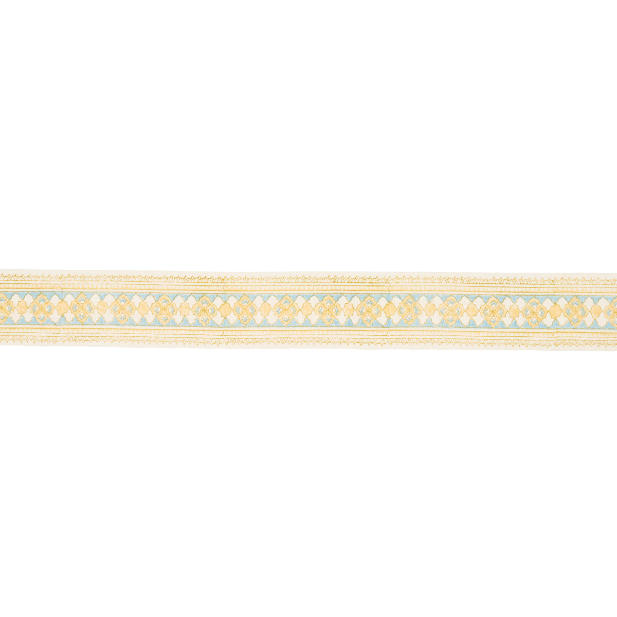 Purchase 181370 | Amira Hand Block Printed Tape, Yellow & Aqua - Schumacher Trim