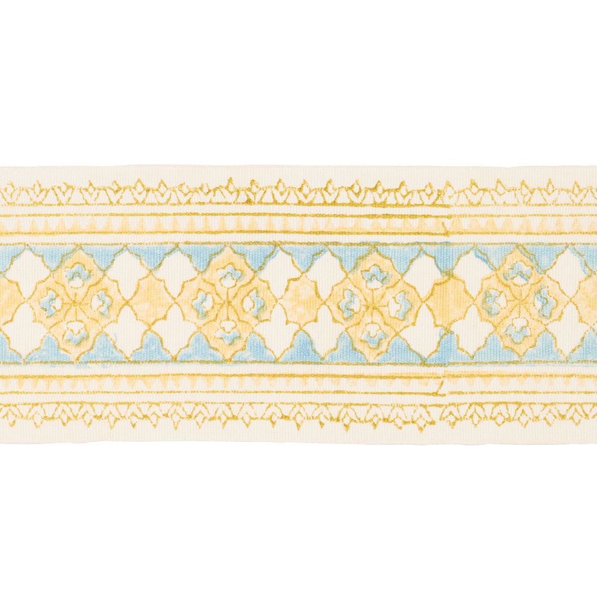 Purchase 181370 | Amira Hand Block Printed Tape, Yellow & Aqua - Schumacher Trim