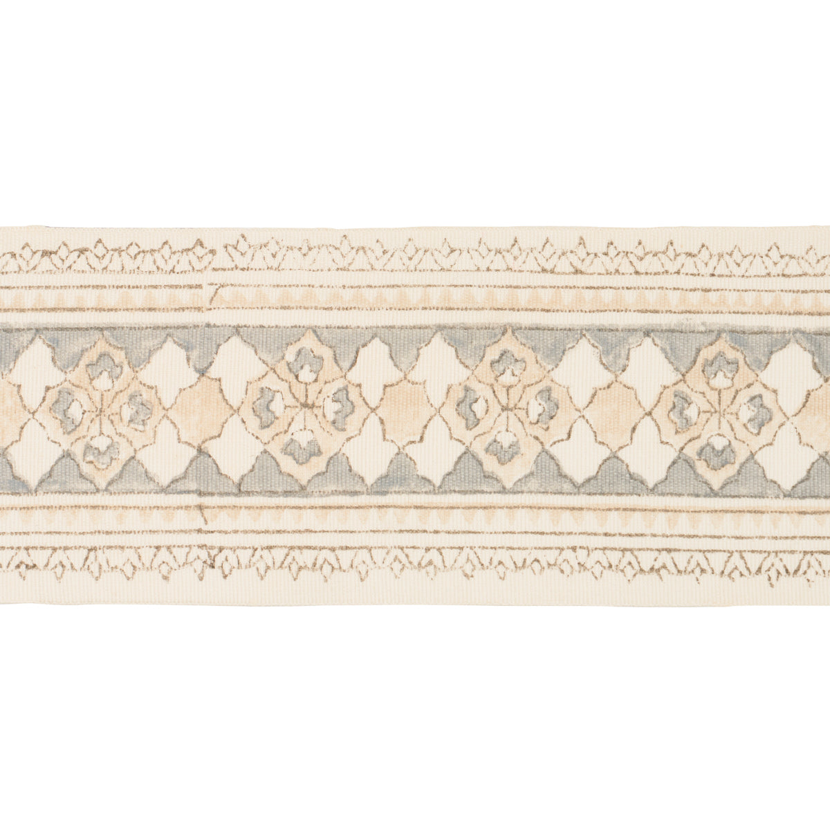 Purchase 181371 | Amira Hand Block Printed Tape, Sand & Grey - Schumacher Trim