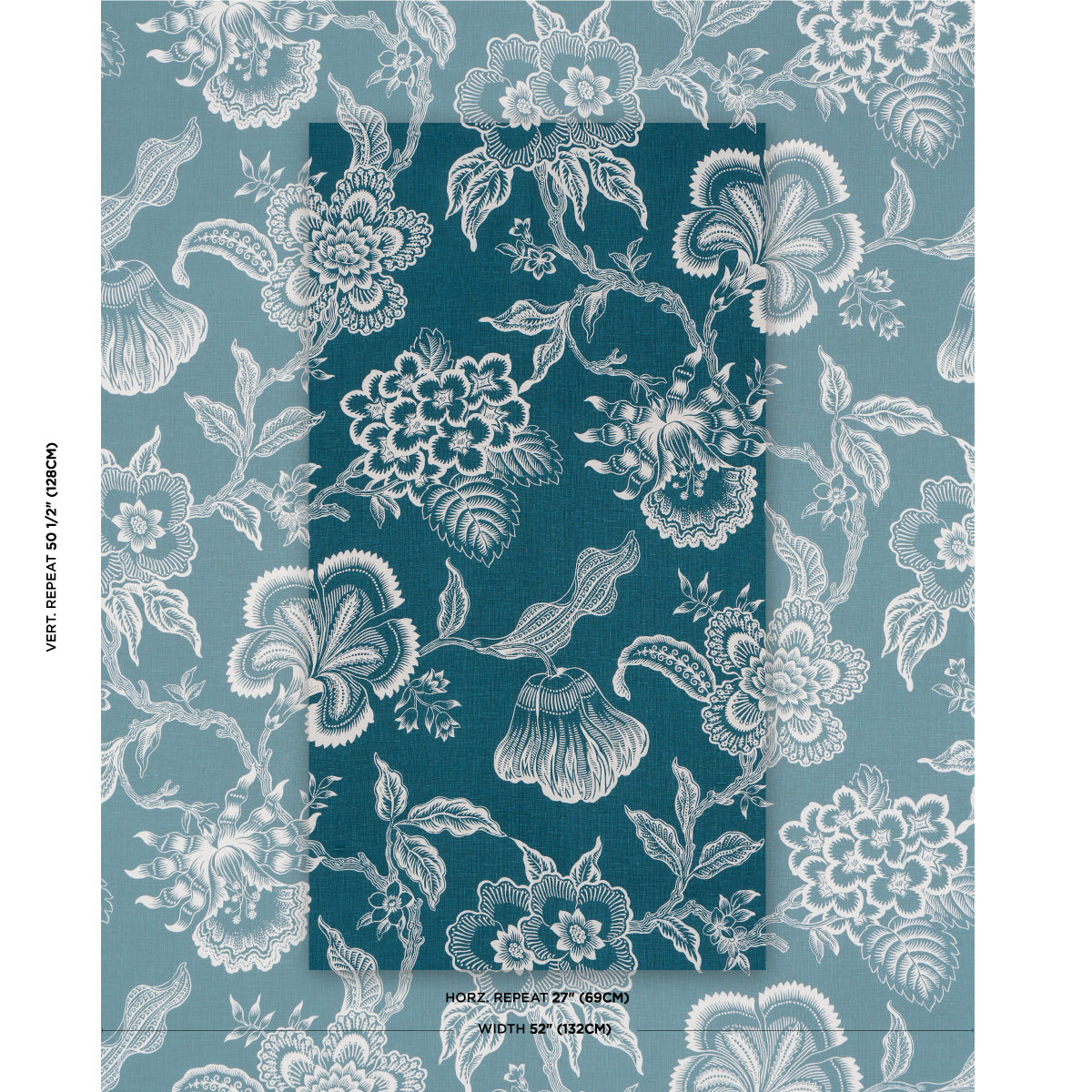 Purchase 181480 | Hothouse Flowers Silhouette, Peacock - Schumacher Fabric