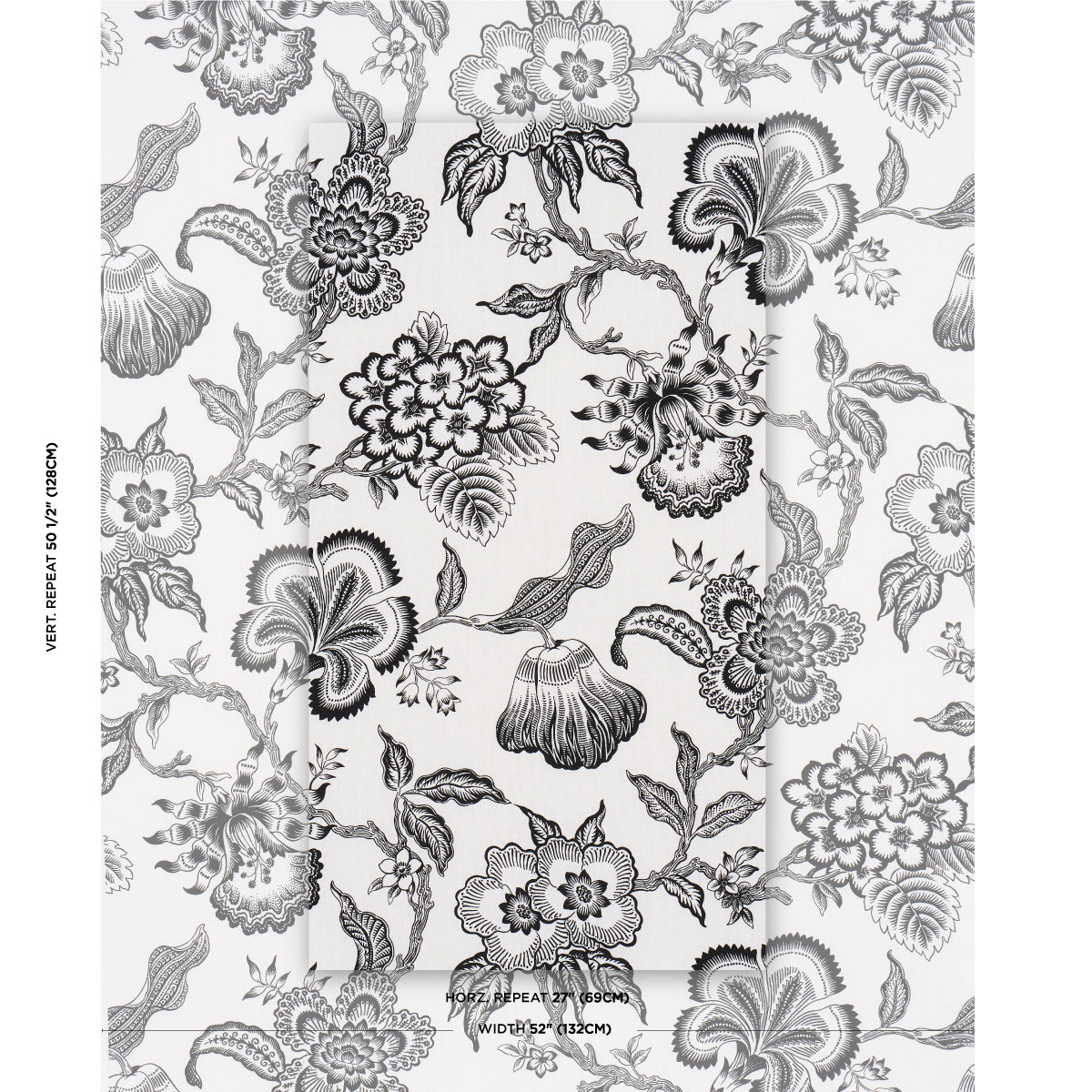 Purchase 181482 | Hothouse Flowers Silhouette, Black & White - Schumacher Fabric