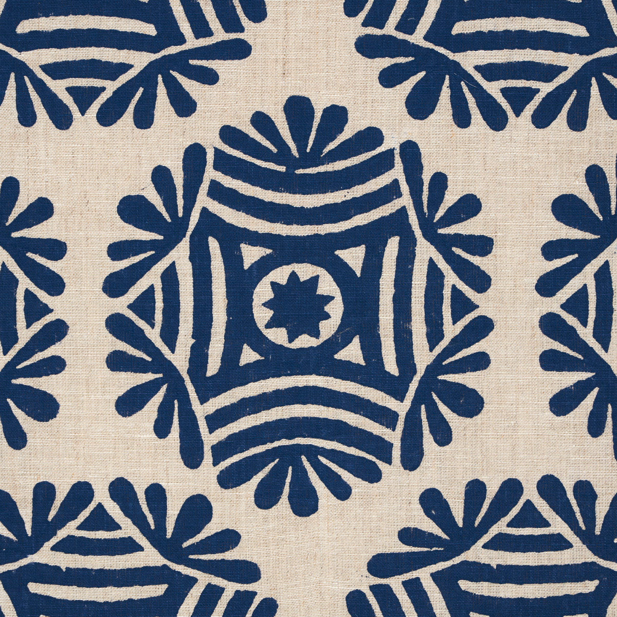 Purchase 181541 | Gilded Star Block Print, Navy On Natural - Schumacher Fabric