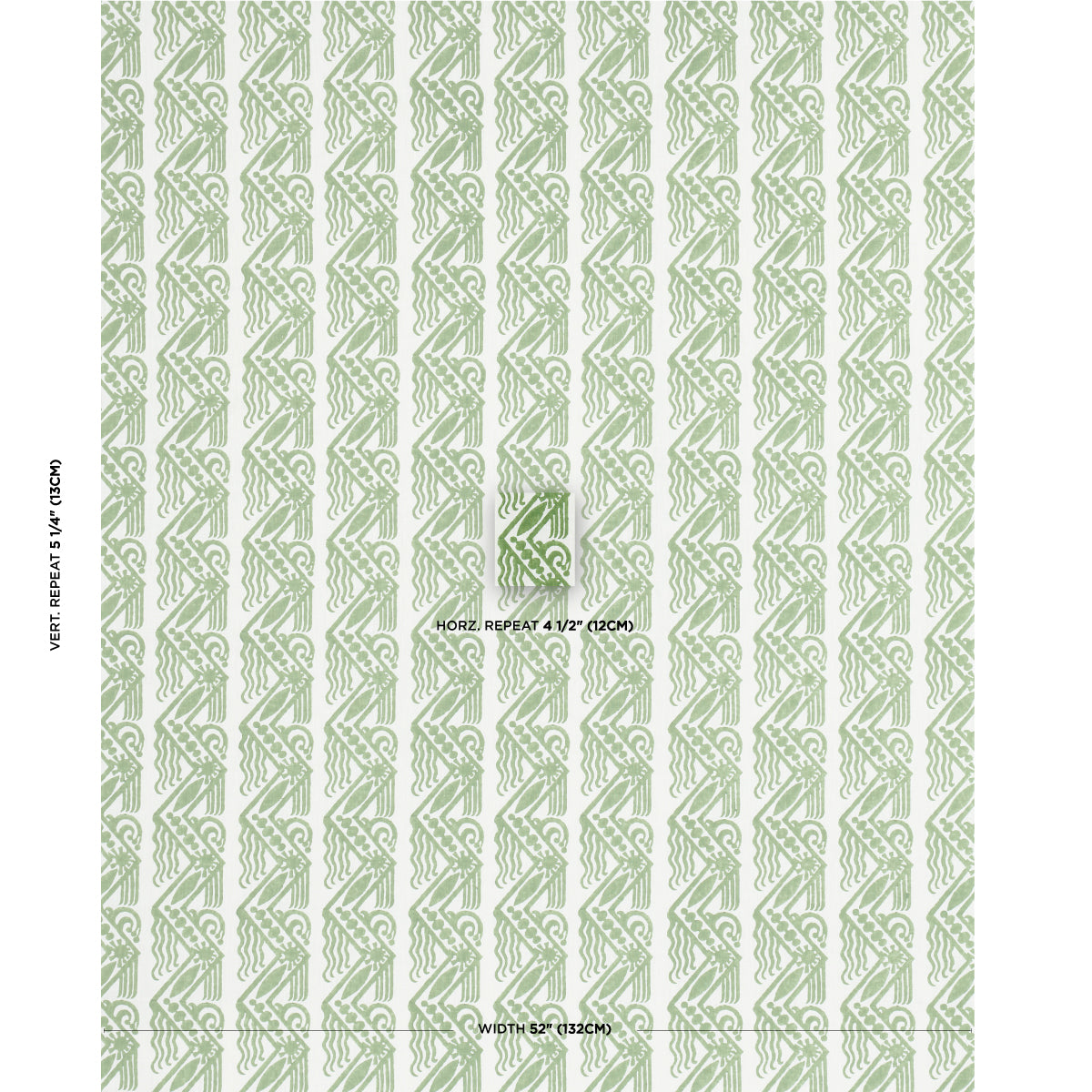 Purchase 181560 | Venetian Zig Zag Block Print, Green - Schumacher Fabric