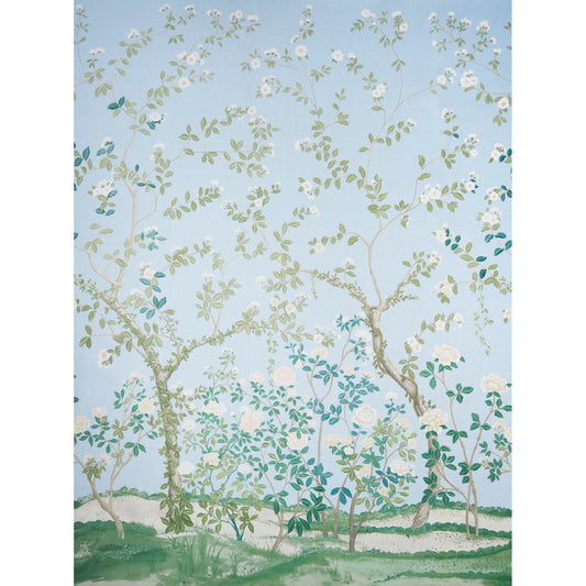Purchase 181572 | Madame De Pompadour Panel, Blue - Schumacher Fabric