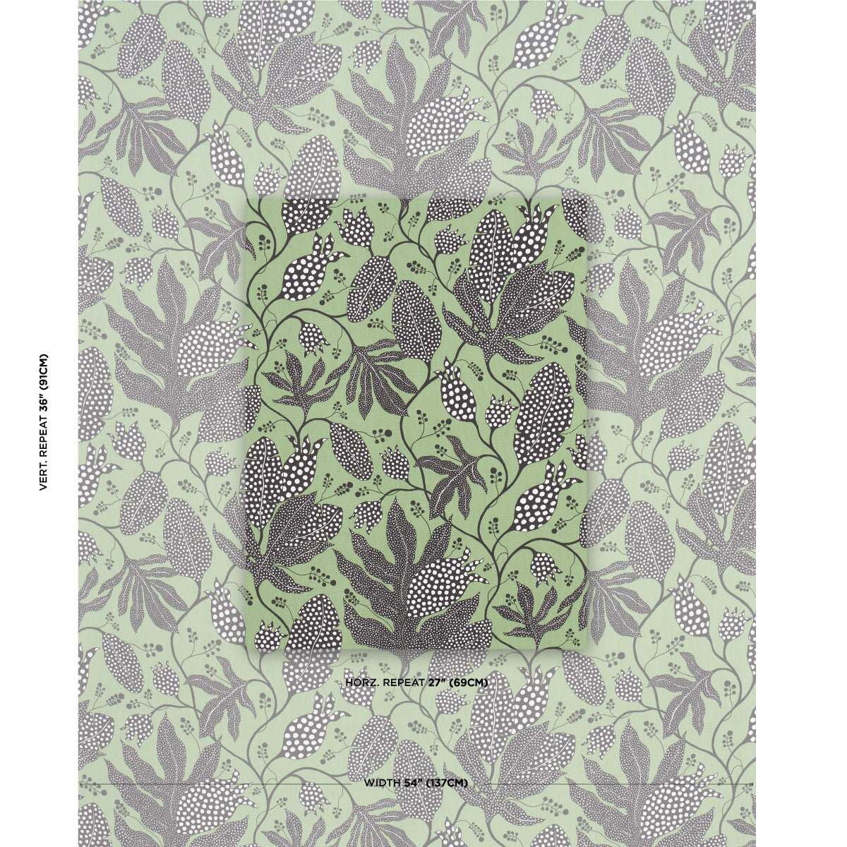 Purchase 181651 | Polka Dot Jungle, Black & Green - Schumacher Fabric