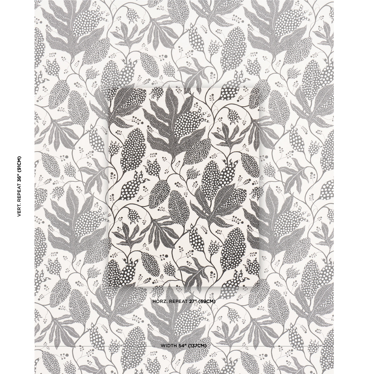 Purchase 181653 | Polka Dot Jungle, Black & Cream - Schumacher Fabric