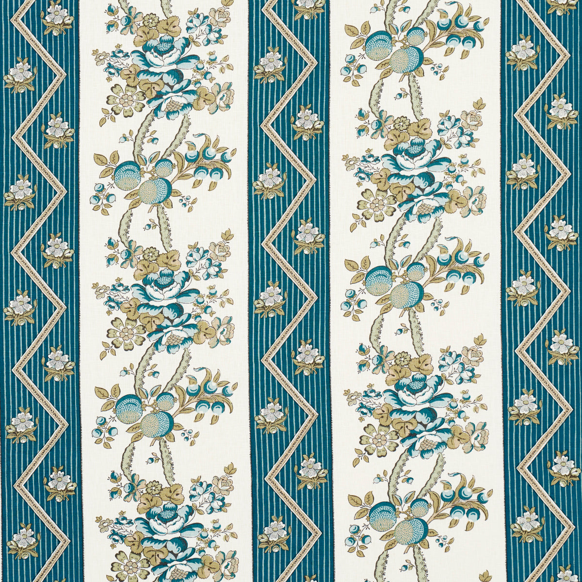 Purchase 181741 | Sylvain Floral Stripe, Teal - Schumacher Fabric