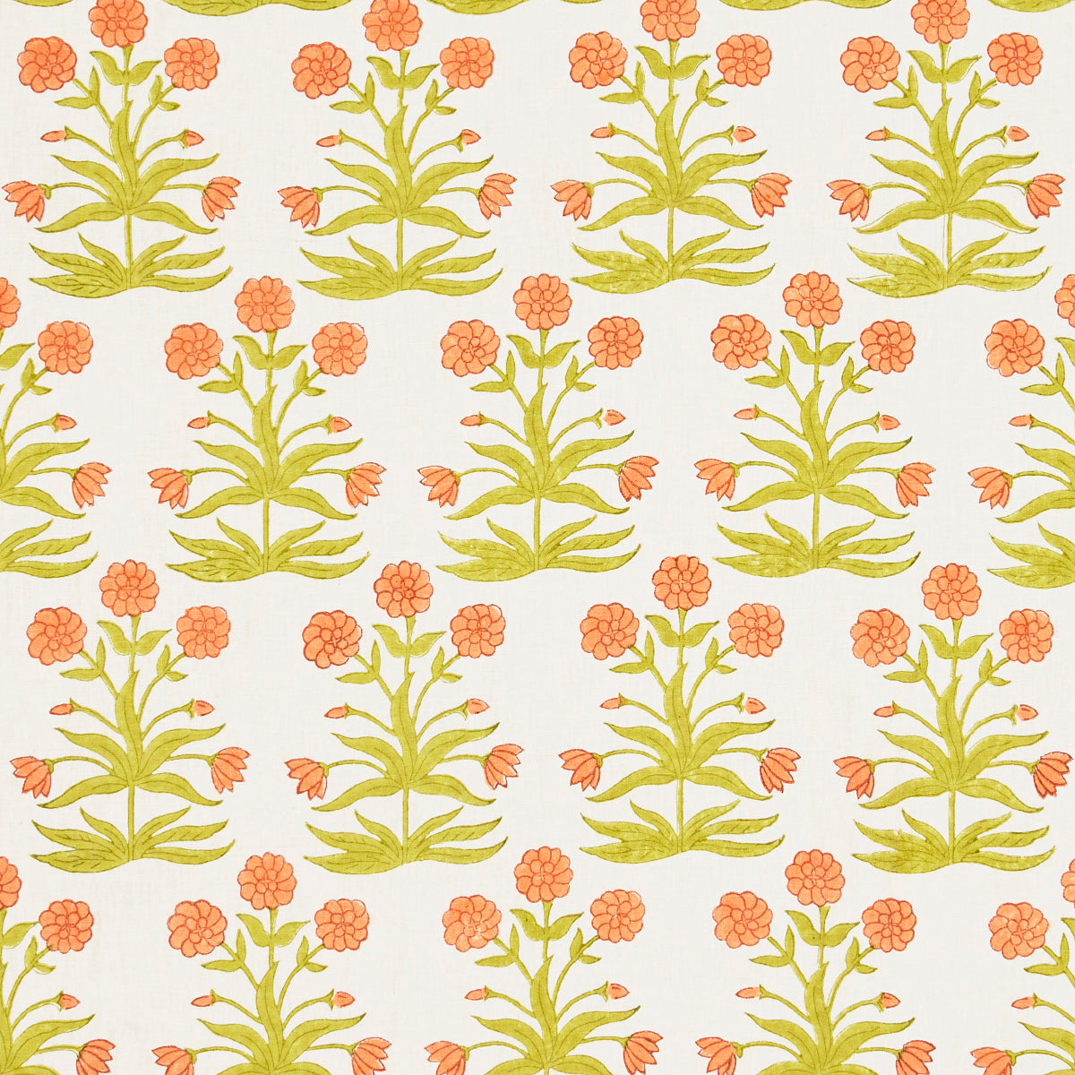 Purchase 181783 | Mughal Hand Block Print, Peach Sap Green - Schumacher Fabric