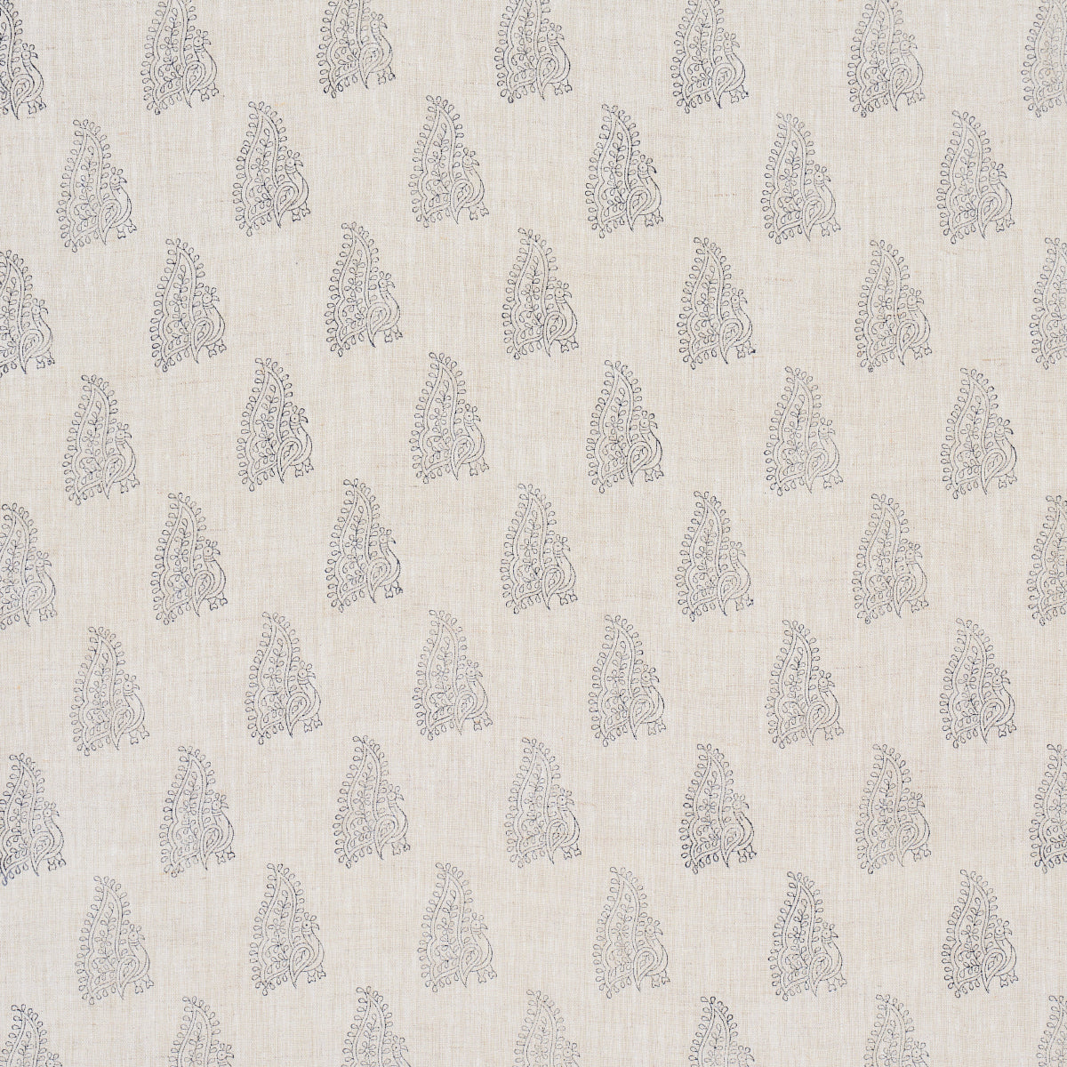 Purchase 181830 | Peacock Linen Hand Blocked Print, Navy & Flax - Schumacher Fabric