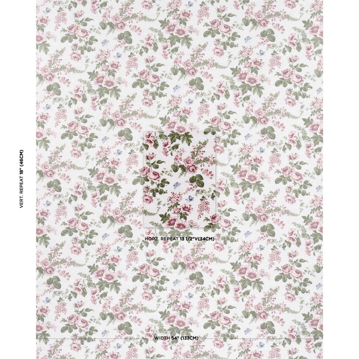 Purchase 182080 | Sibyl Chintz, Rose - Schumacher Fabric