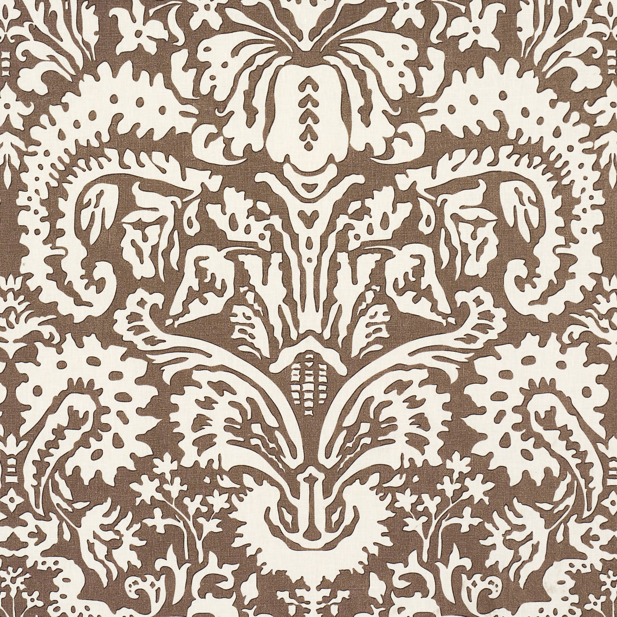 Purchase 182120 | Suffolk Damask, Brown - Schumacher Fabric