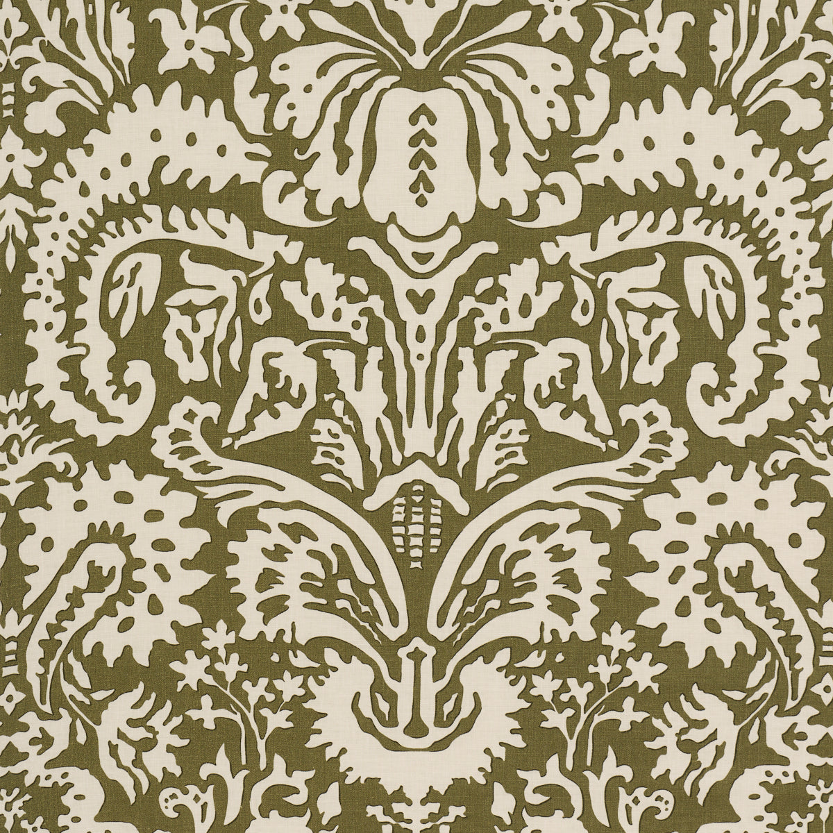 Purchase 182122 | Suffolk Damask, Olive - Schumacher Fabric