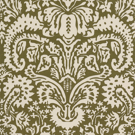 Purchase 182122 | Suffolk Damask, Olive - Schumacher Fabric
