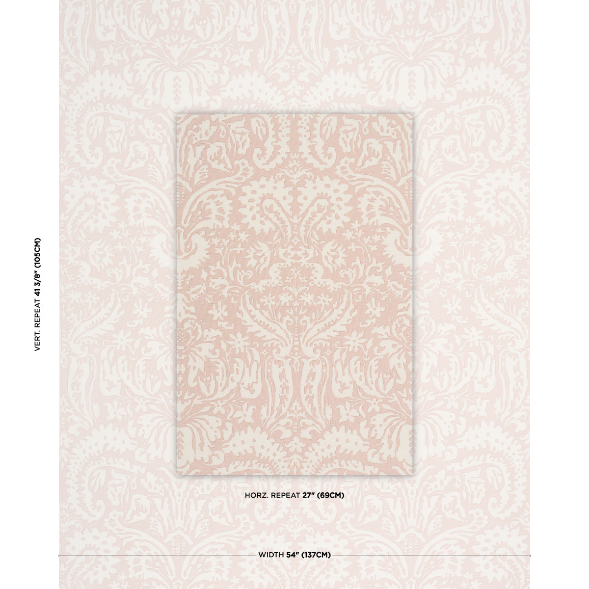 Purchase 182124 | Suffolk Damask, Pink - Schumacher Fabric
