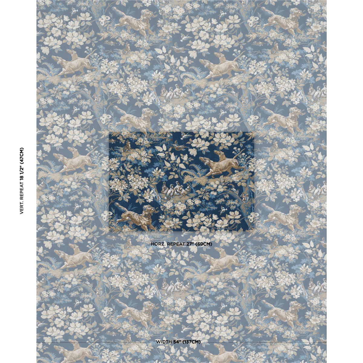 Purchase 182262 | Hound Meadow, Indigo - Schumacher Fabric