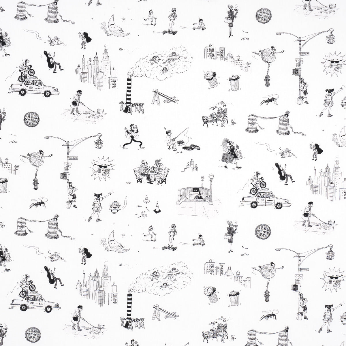 Purchase 182331 | Joana Avillez'S Street Scenes, Black & White - Schumacher Fabric