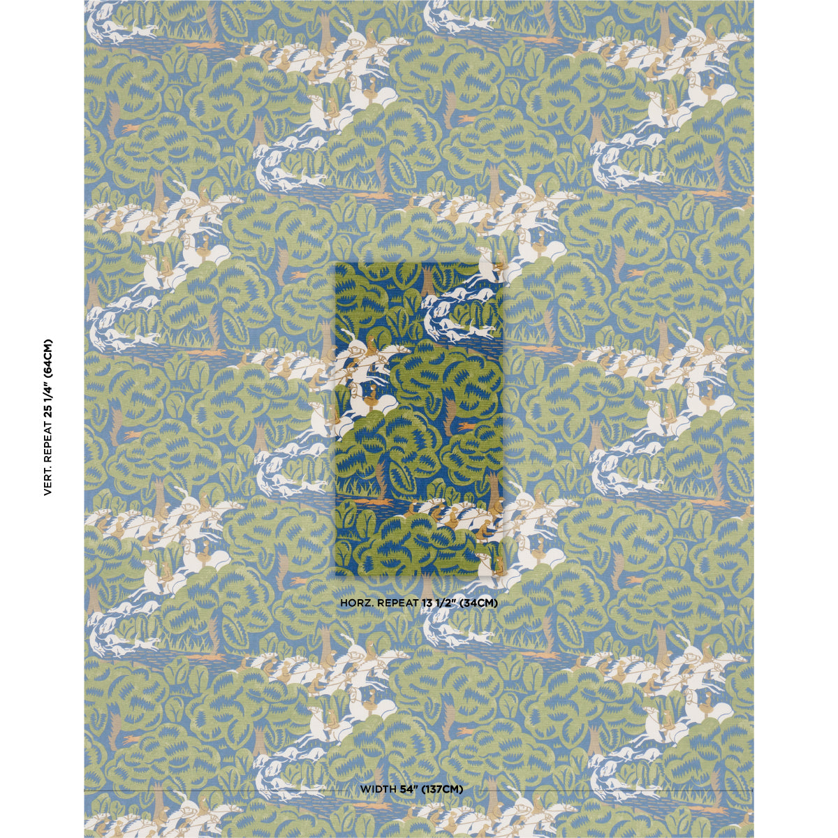 Purchase 182341 | Margaret Schloeman'S Fox Chase, Navy & Green - Schumacher Fabric