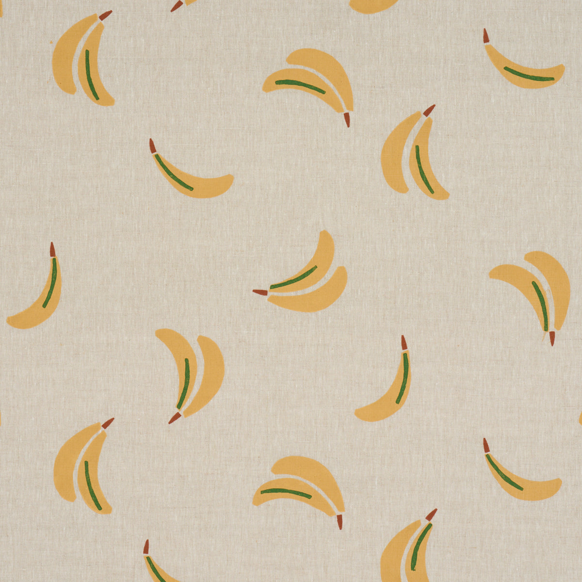 Purchase 182370 | Banana Stand Hand Block Print, Ochre And Green On Natural - Schumacher Fabric