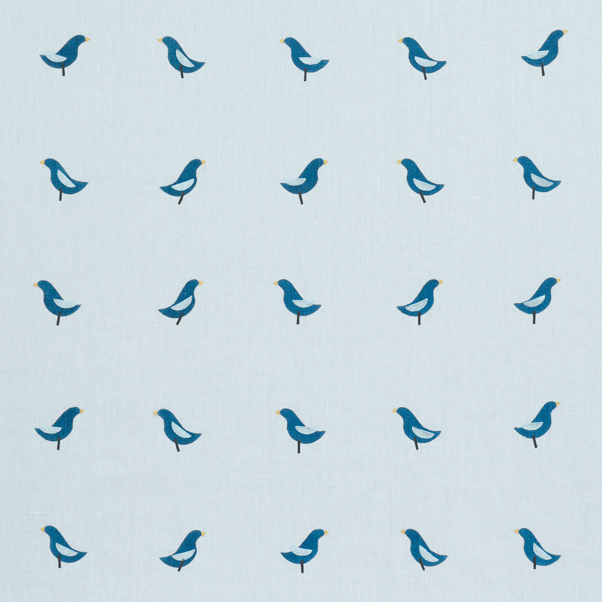 Purchase 182382 | Birds Hand Block Print, Navy On Sky - Schumacher Fabric