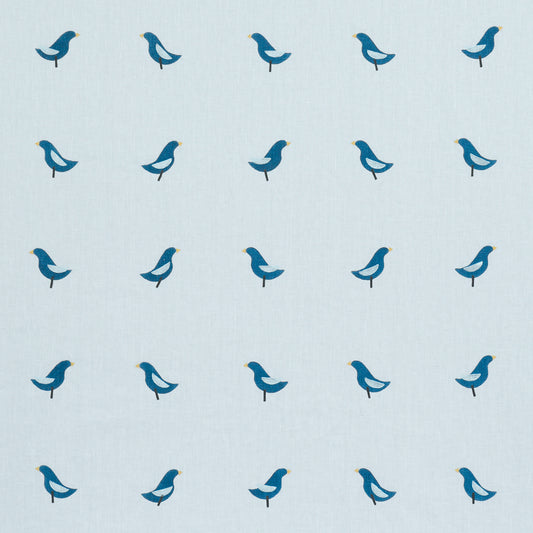 Purchase 182382 | Birds Hand Block Print, Navy On Sky - Schumacher Fabric