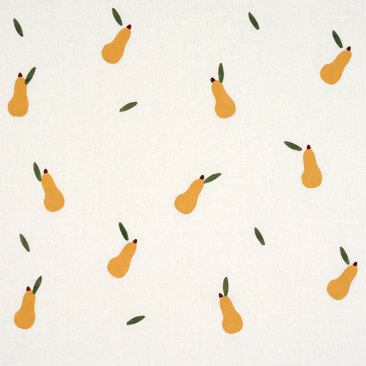 Purchase 182390 | Pears Hand Block Print, Green And Ochre On White - Schumacher Fabric