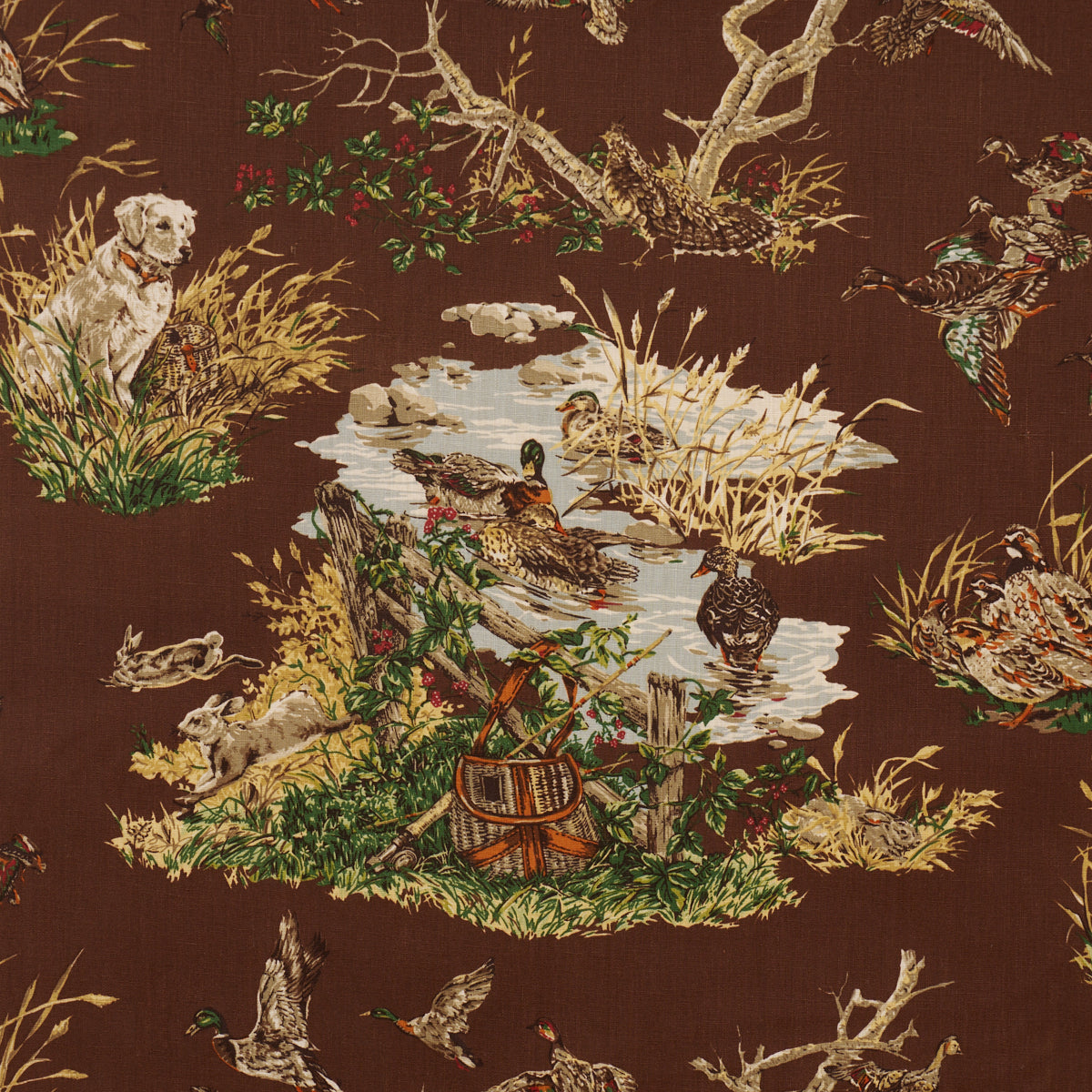 Purchase 182661 | Dog & Duck, Brown - Schumacher Fabric