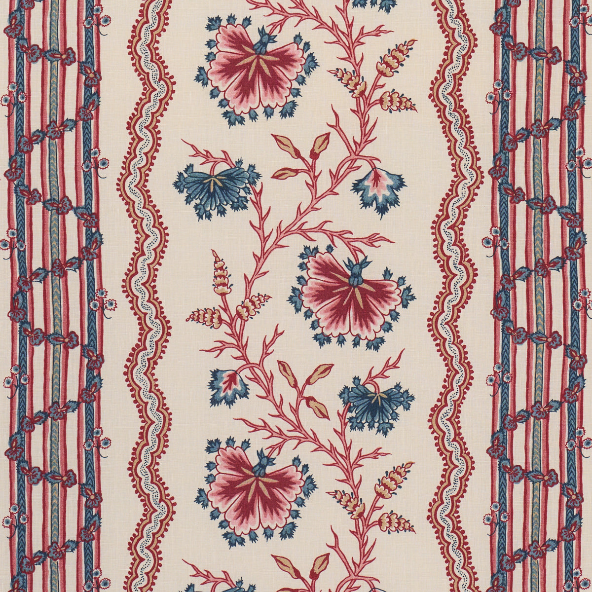 Purchase 182710 | Parvati Floral Stripe, Vermilion - Schumacher Fabric