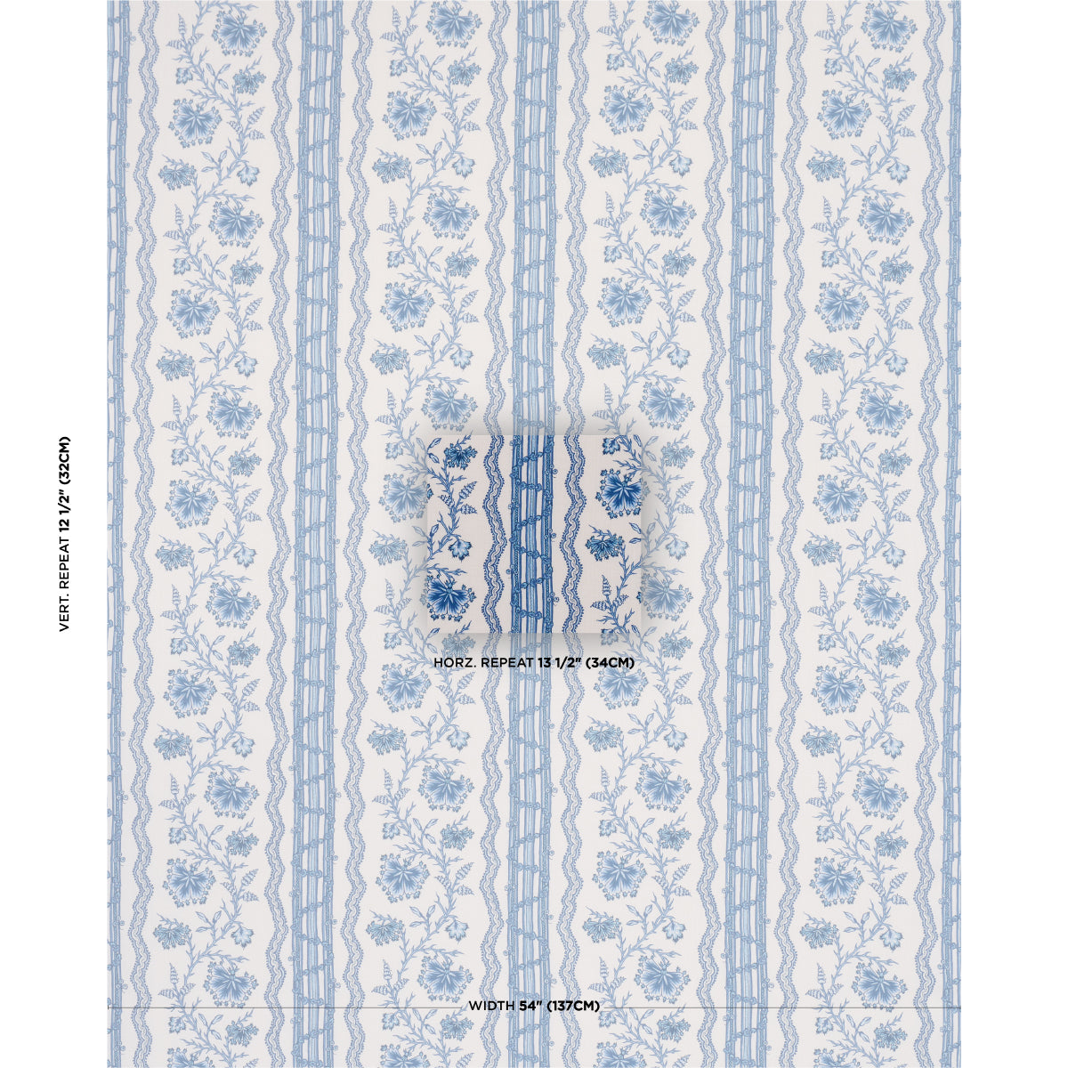 Purchase 182712 | Parvati Floral Stripe, Delft - Schumacher Fabric