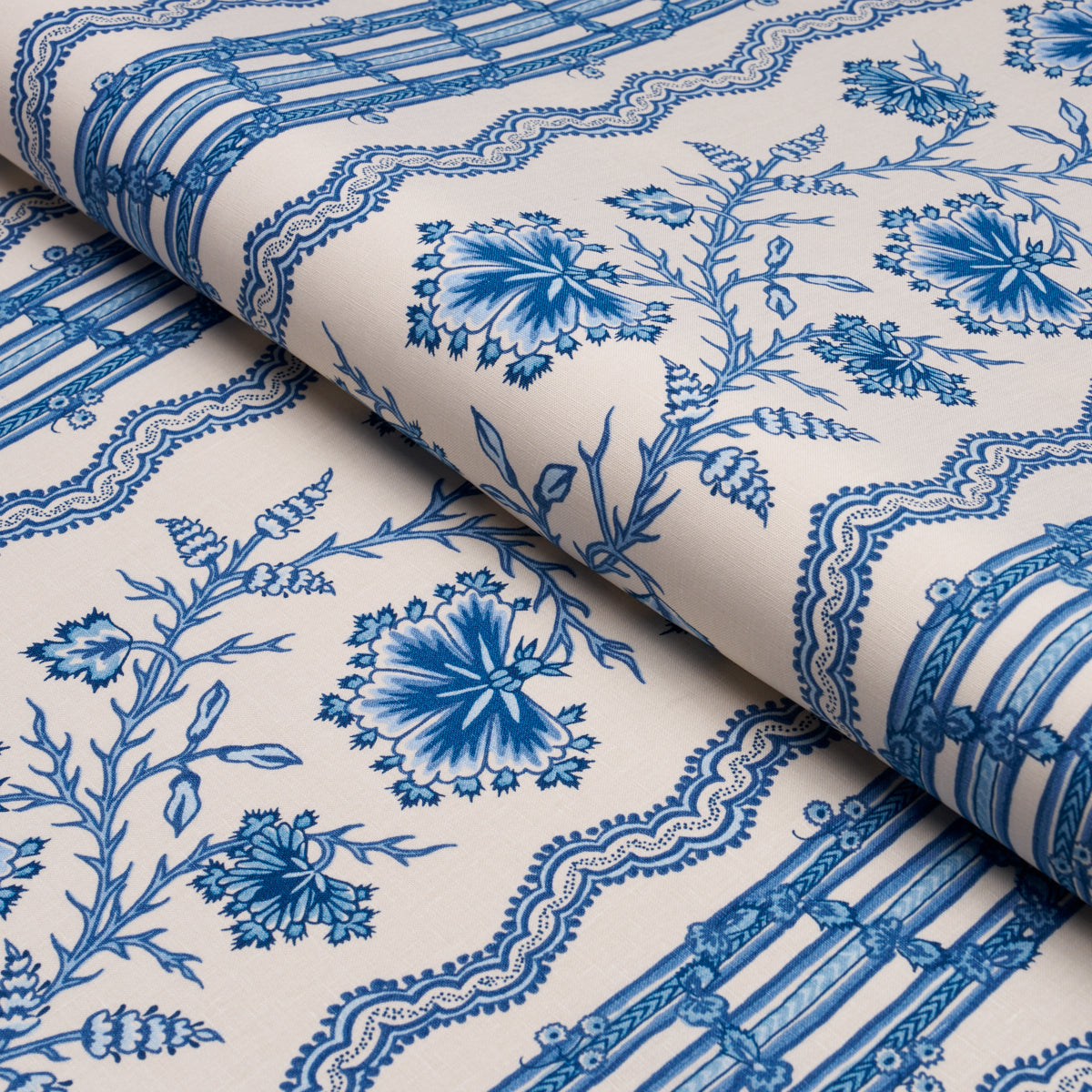 Purchase 182712 | Parvati Floral Stripe, Delft - Schumacher Fabric