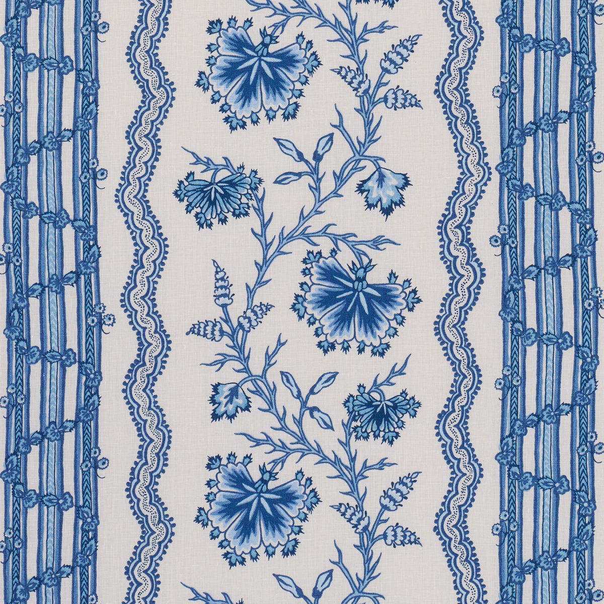 Purchase 182712 | Parvati Floral Stripe, Delft - Schumacher Fabric