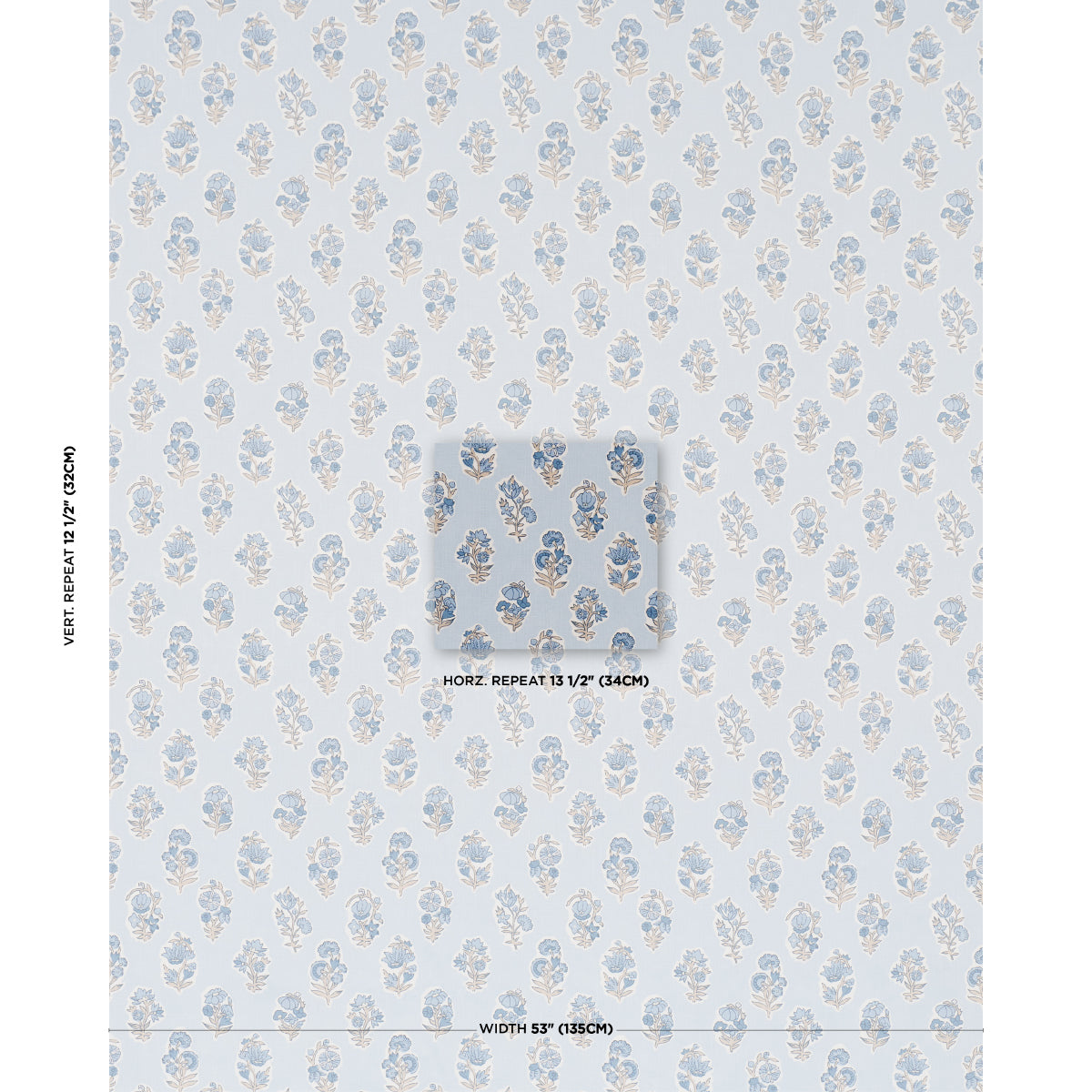 Purchase 182892 | Anessa Hand Screen Print, Blue - Schumacher Fabric