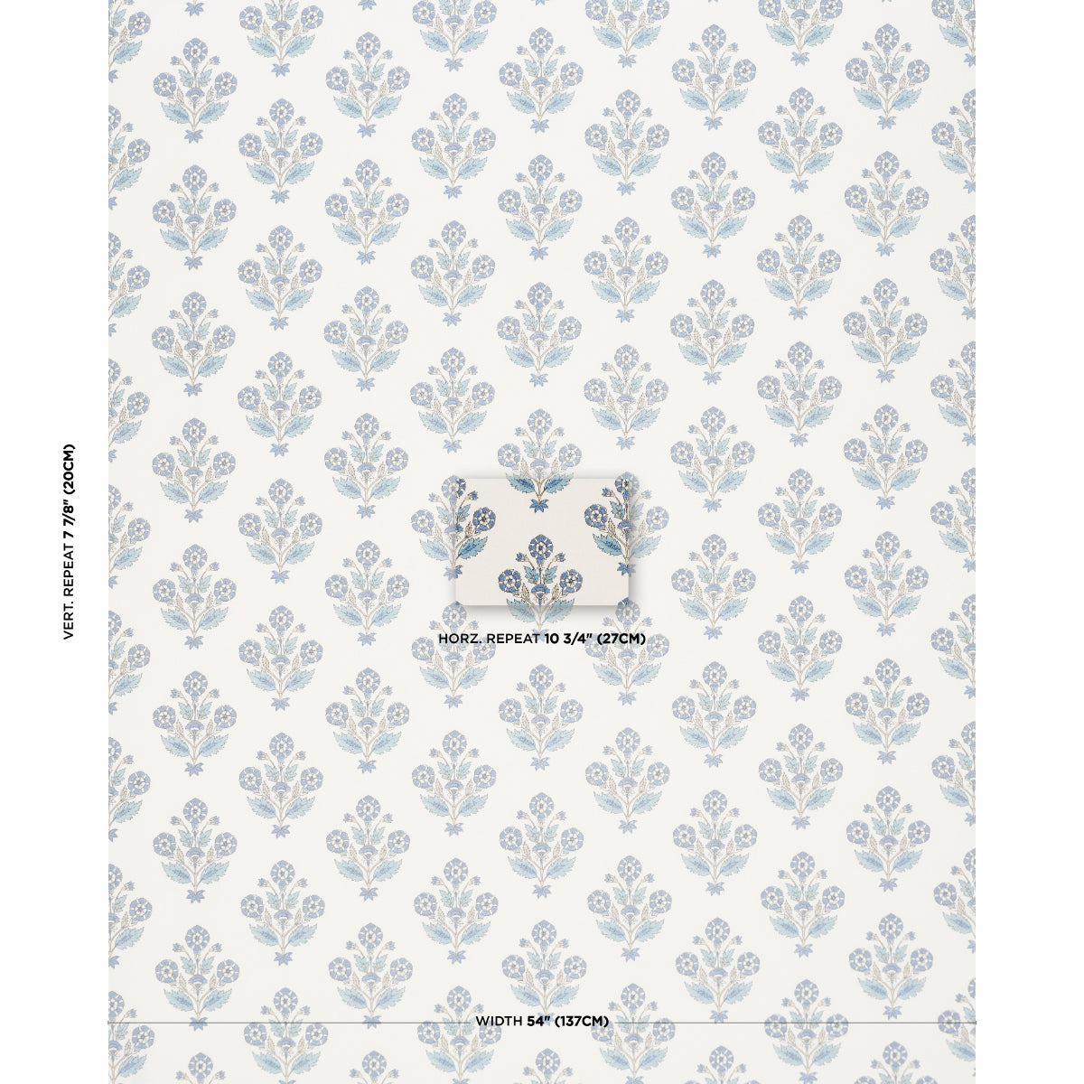 Purchase 182910 | Dalila Hand-Screen Print, Blue - Schumacher Fabric
