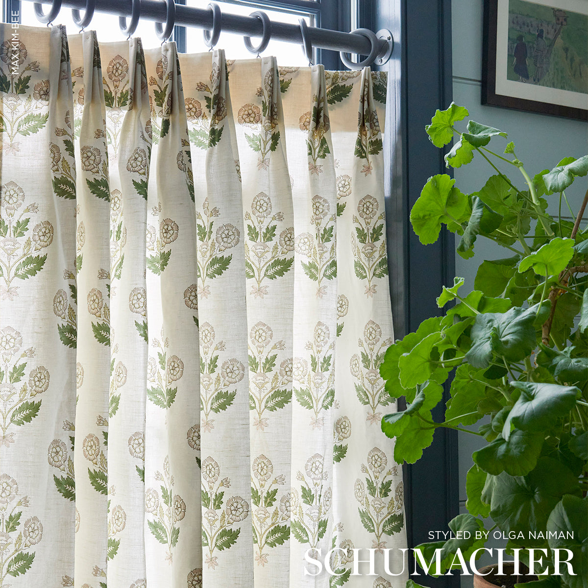 Purchase 182911 | Dalila Hand-Screen Print, Green - Schumacher Fabric