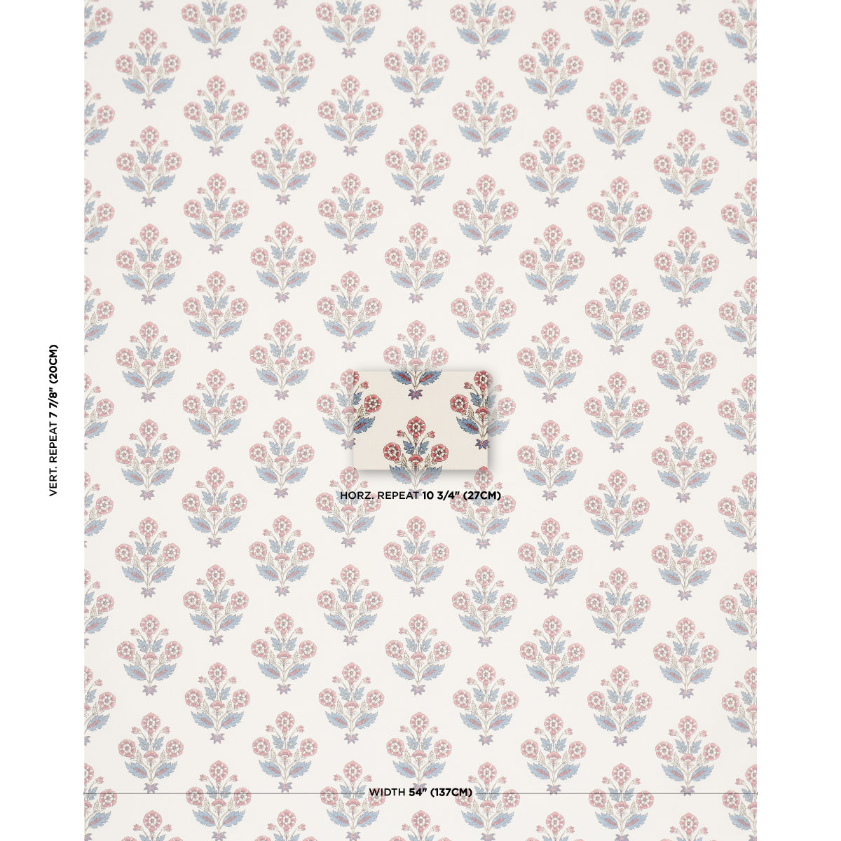 Purchase 182912 | Dalila Hand-Screen Print, Red & Blue - Schumacher Fabric
