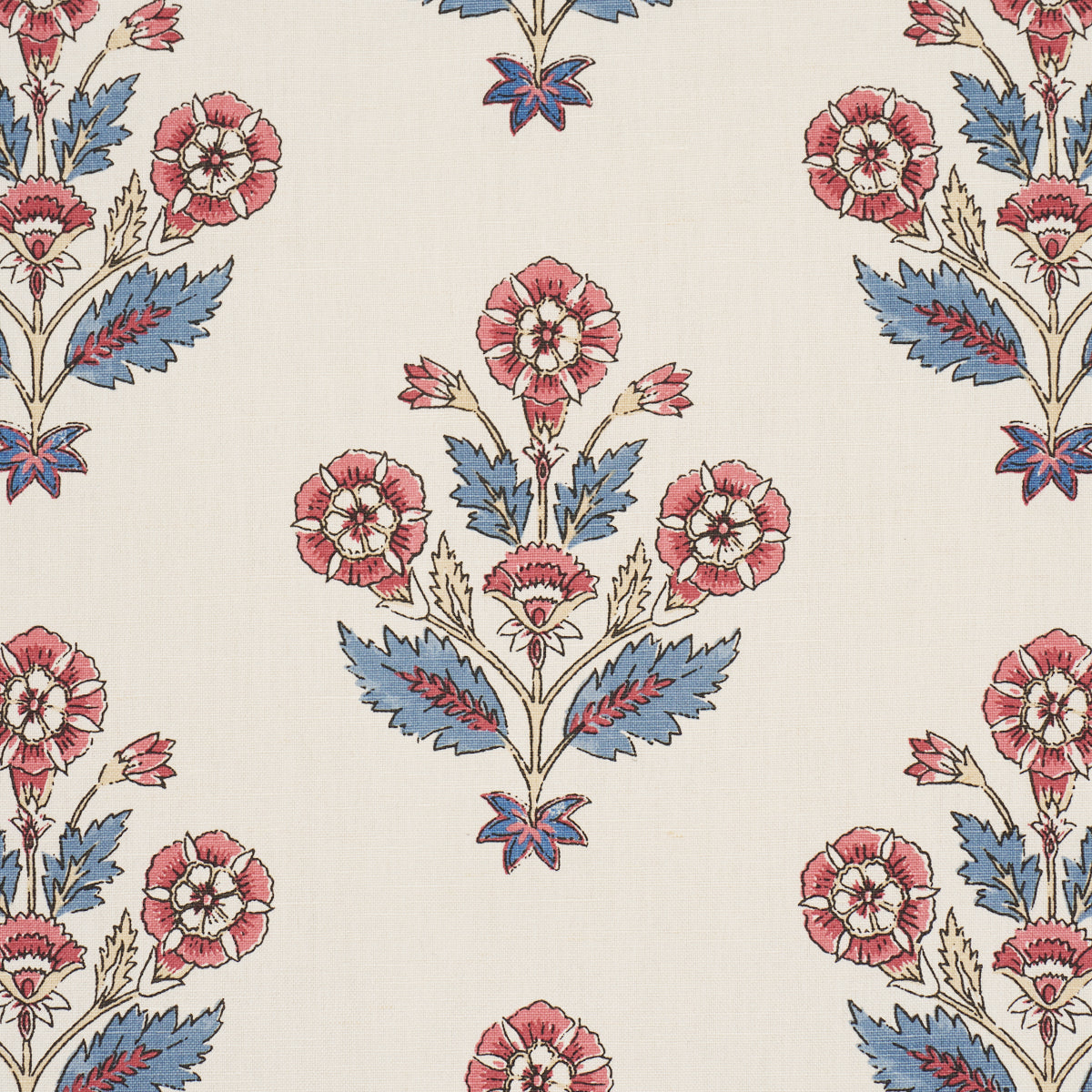 Purchase 182912 | Dalila Hand-Screen Print, Red & Blue - Schumacher Fabric