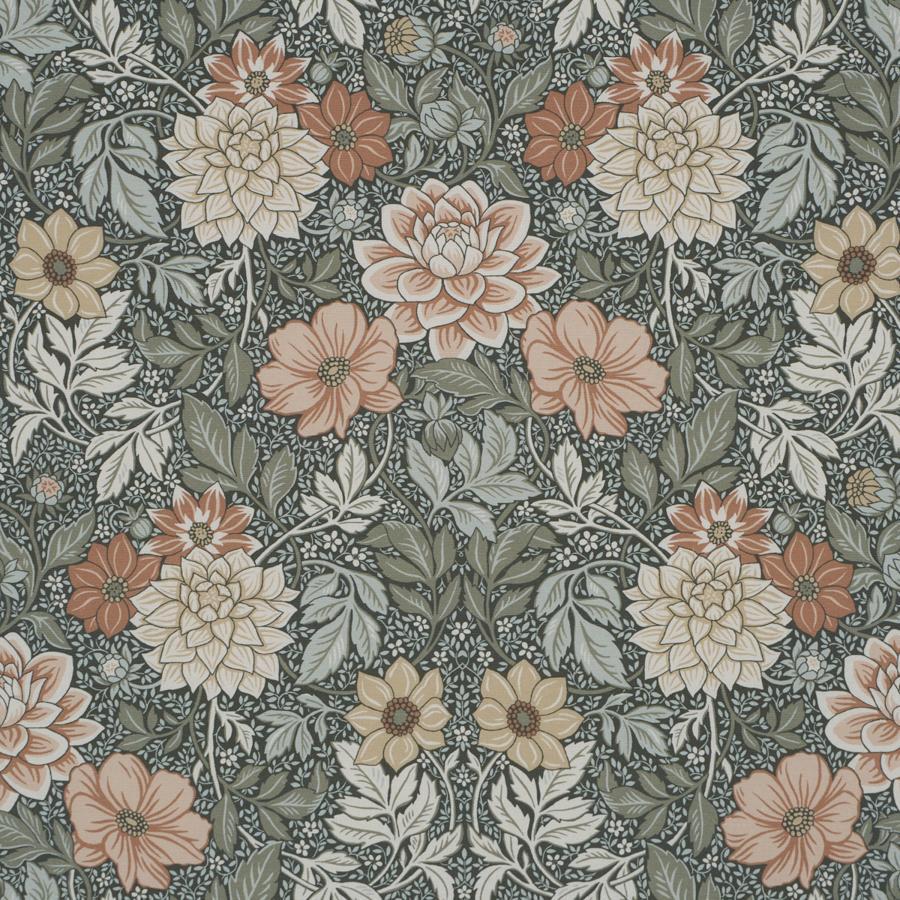 Purchase 182970 | Dahlia Garden, Green - Schumacher Fabric