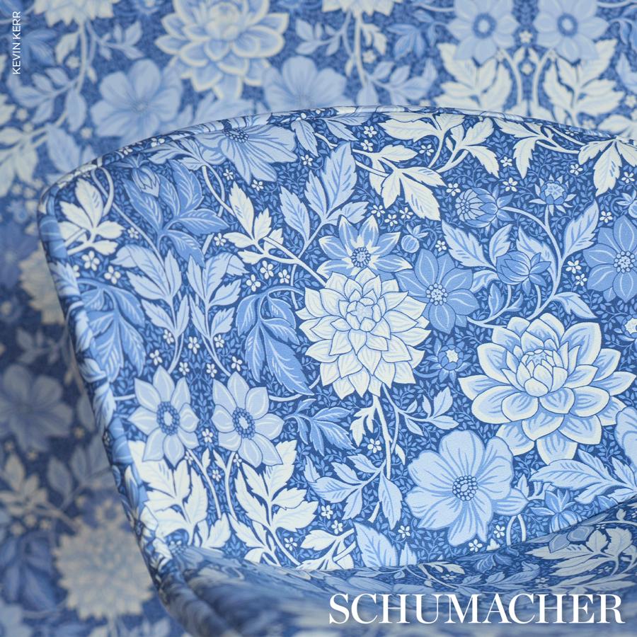 Purchase 182972 | Dahlia Garden, Blue And White - Schumacher Fabric
