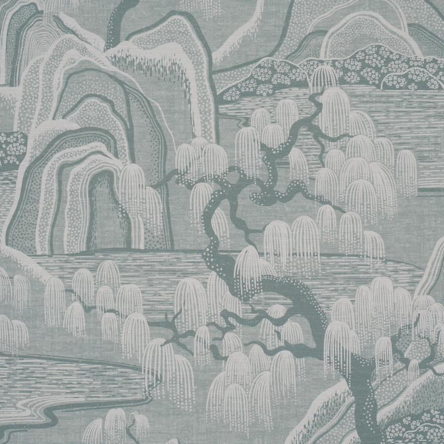 Purchase 183010 | Indigo Garden, Mineral - Schumacher Fabric