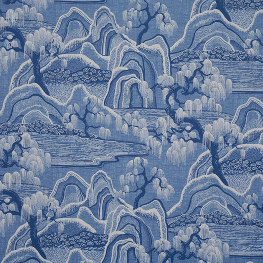 Purchase 183012 | Indigo Garden, Blue And White - Schumacher Fabric