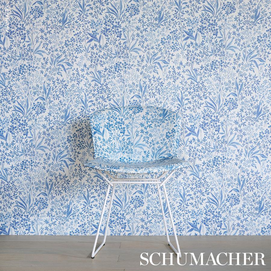 Purchase 183022 | Nocturne, Blue And White - Schumacher Fabric