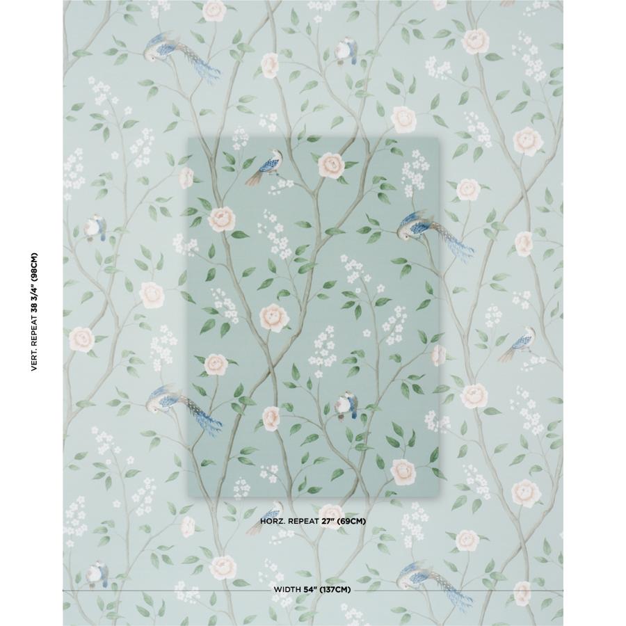 Purchase 183030 | Paradise Birds, Mineral - Schumacher Fabric