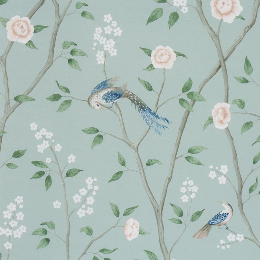 Purchase 183030 | Paradise Birds, Mineral - Schumacher Fabric